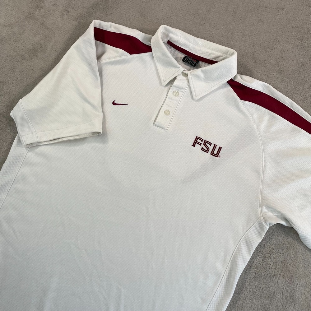 Florida State University Seminoles Nike Sphere Dry Polo Shirt Men Large‎ White